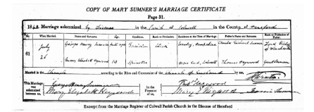 Mary Sumner Marriage Certificate